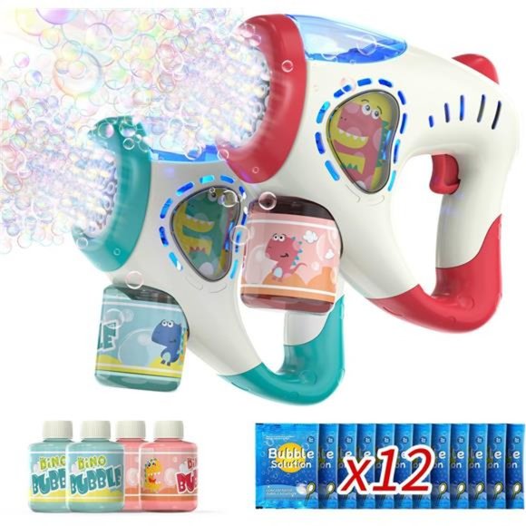 2 Bubble Guns with 4 Bottles, 12 Bags Bubble Refill Solution, Bubble Machine - Picture 1 of 6